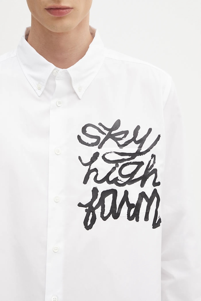 Βαμβακερό πουκάμισο Sky High Farm SHF overprint button down λευκό SHF07B003