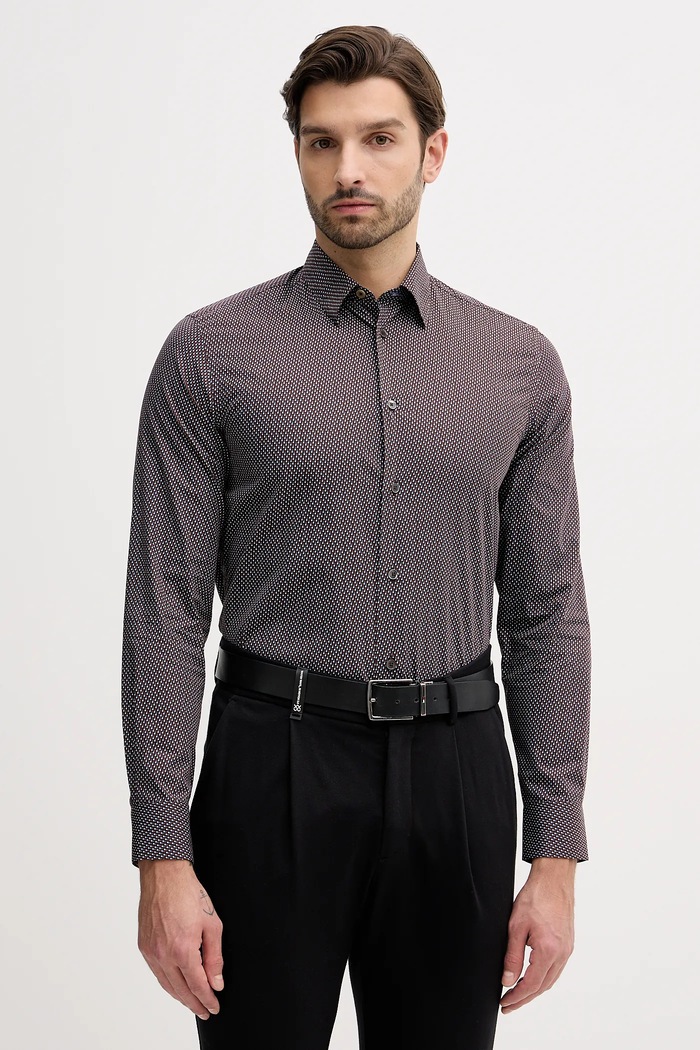 Bavlněná košile Paul Smith regular burgundské M1R.901U.T02718