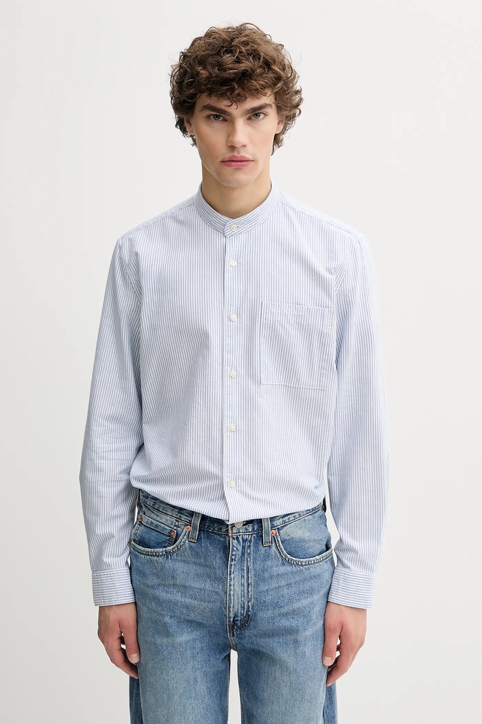 Marc O'Polo cămașă din bumbac cu modele albastru 526731342320