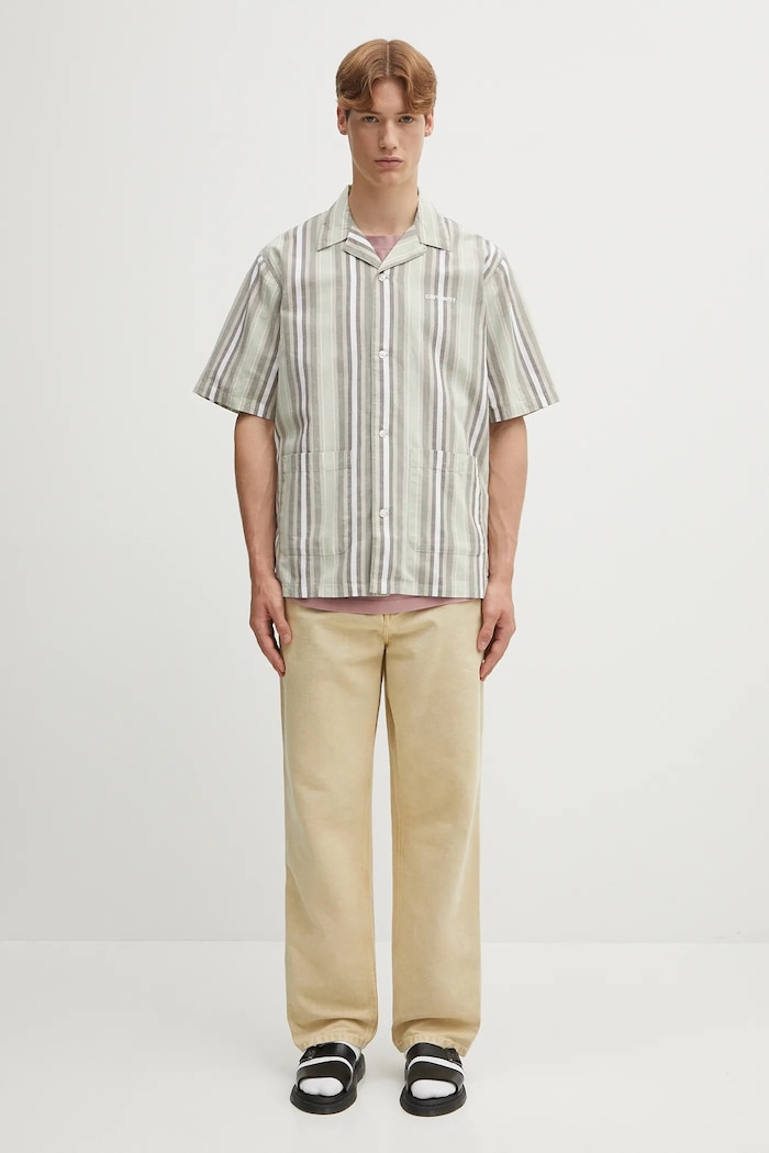 Carhartt WIP koszula z domieszką lnu S/S Folsey I035154.3G7XX beżowy