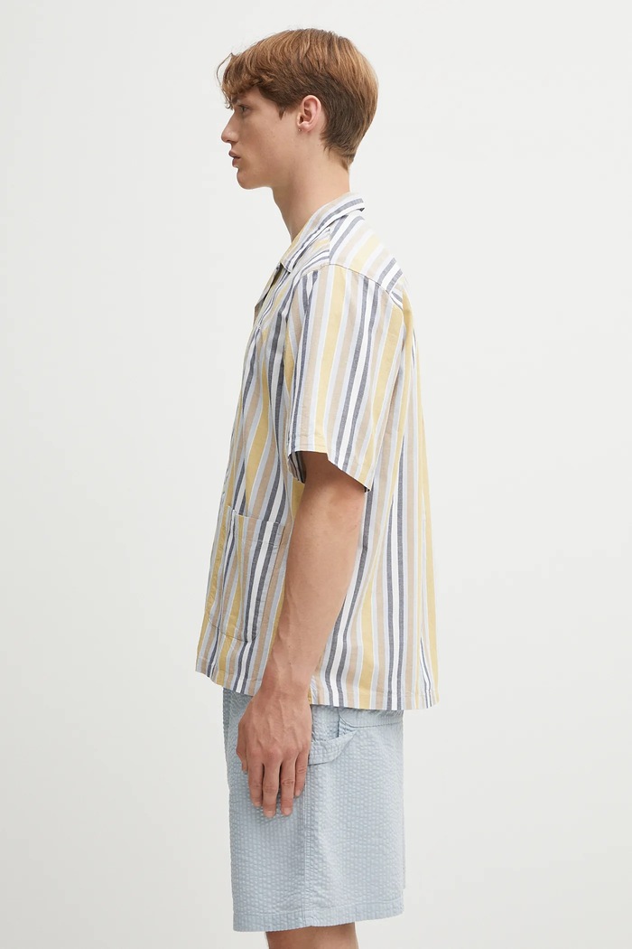Carhartt WIP koszula z domieszką lnu S/S Folsey I035154.3G8XX zielony AW25