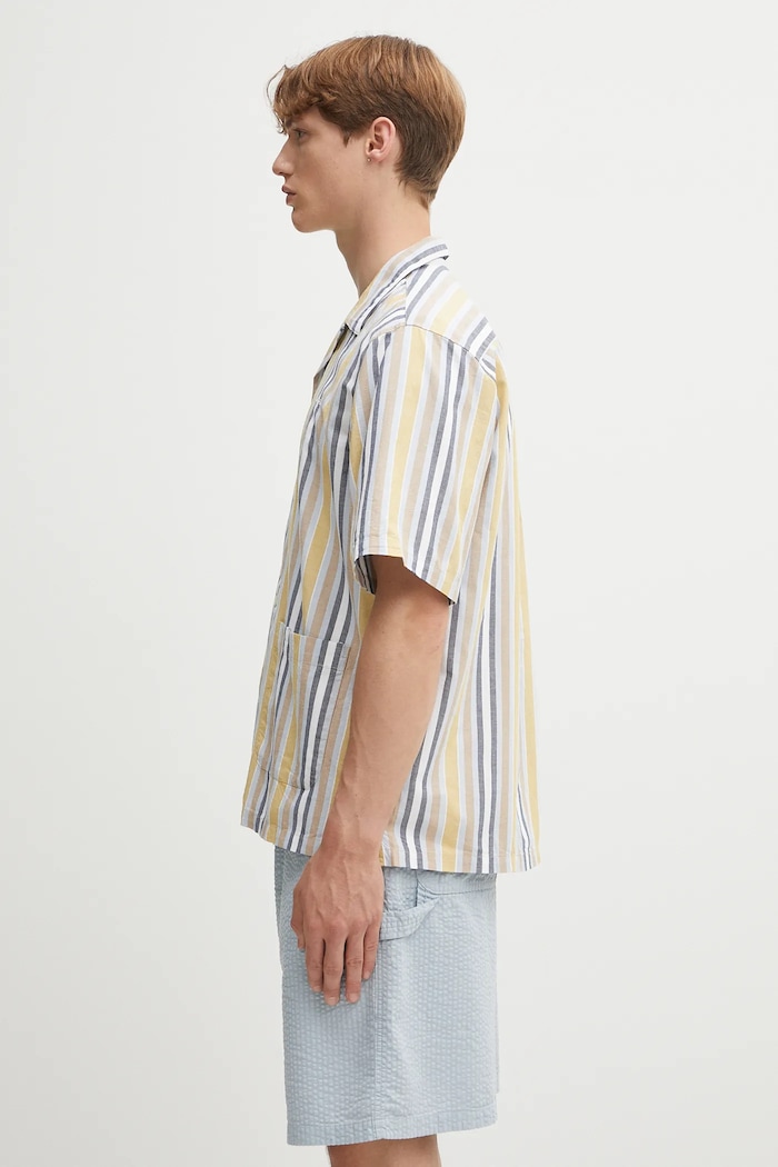 Carhartt WIP koszula z domieszką lnu S/S Folsey I035154.3G8XX zielony AW25