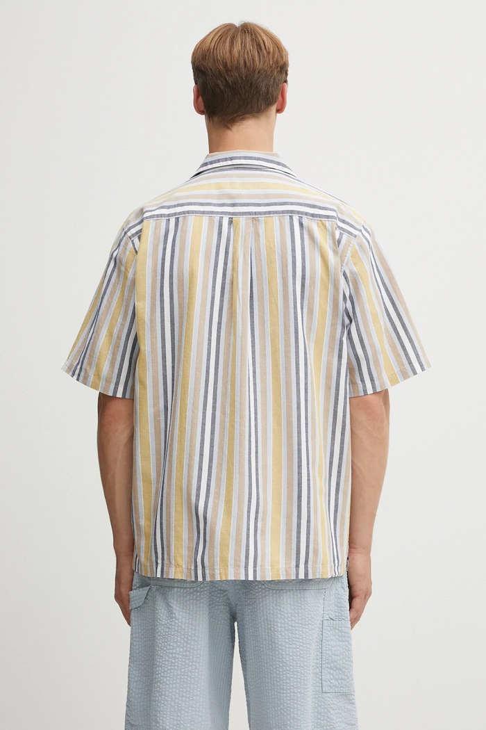 Odzież Carhartt WIP koszula z domieszką lnu S/S Folsey I035154.3G8XX zielony