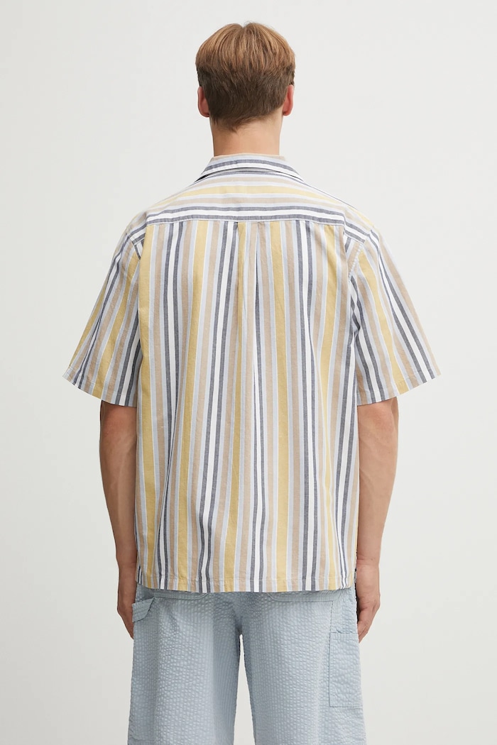 Odzież Carhartt WIP koszula z domieszką lnu S/S Folsey I035154.3G8XX zielony