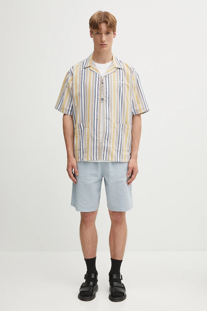 Carhartt WIP koszula z domieszką lnu S/S Folsey I035154.3G8XX zielony