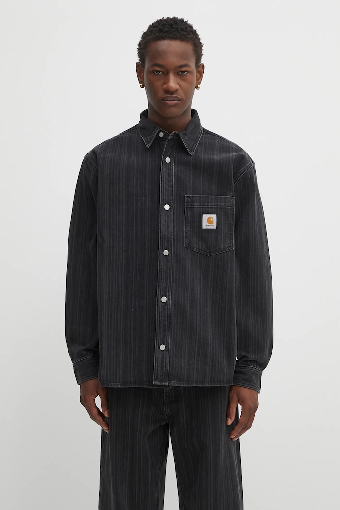 Τζιν πουκάμισο Carhartt WIP Rylan βαμβάκι μαύρο I035567.32I06