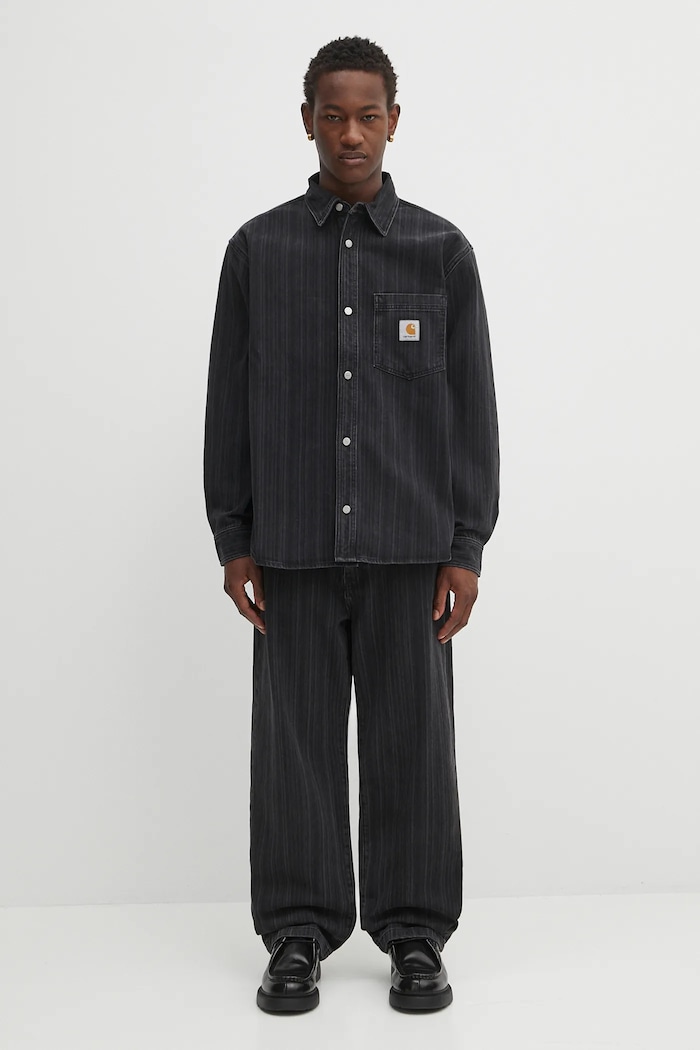 Τζιν πουκάμισο Carhartt WIP Rylan I035567.32I06 μαύρο