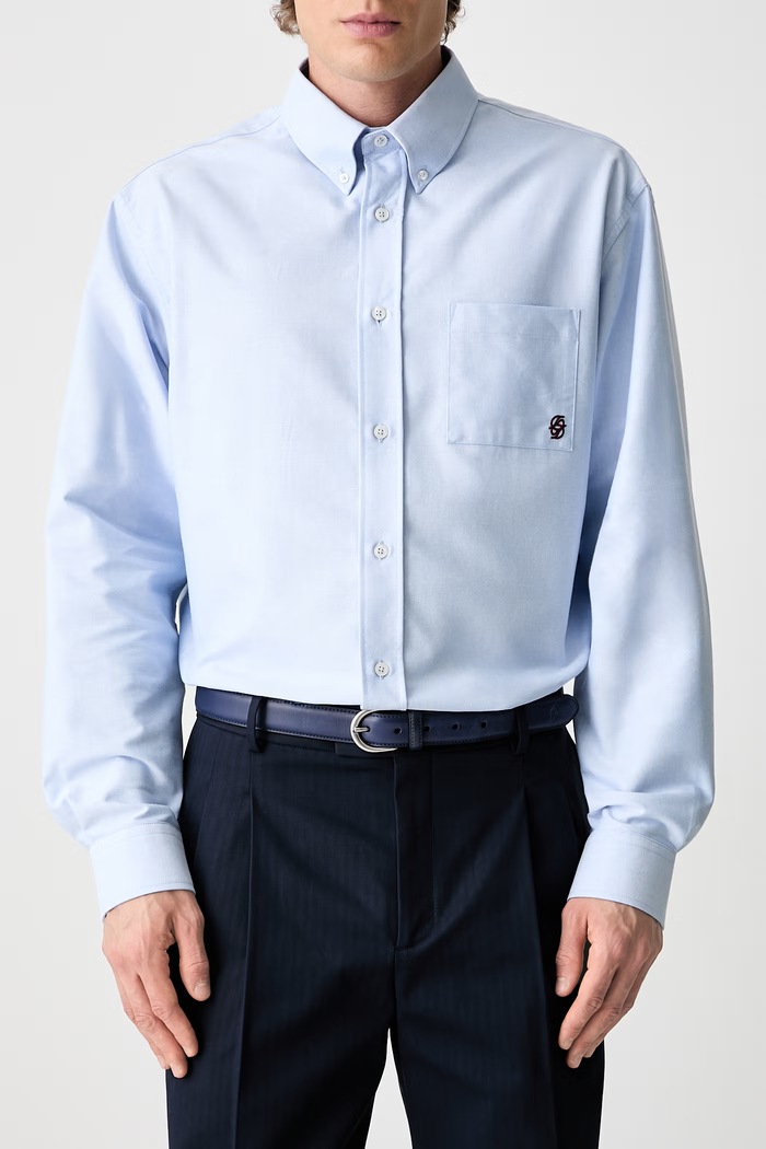 Drôle de Monsieur сорочка чоловіча бавовняна La Chemise Oxford блакитний H.SH240.CO225