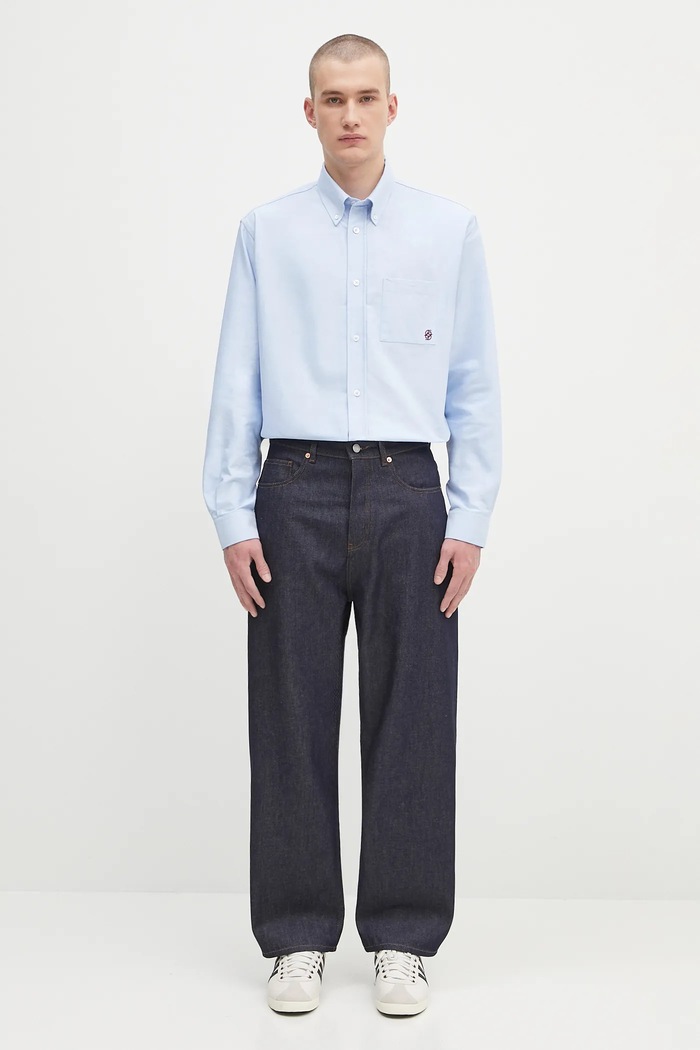 Drôle de Monsieur koszula bawełniana La Chemise Oxford H.SH240.CO225 niebieski