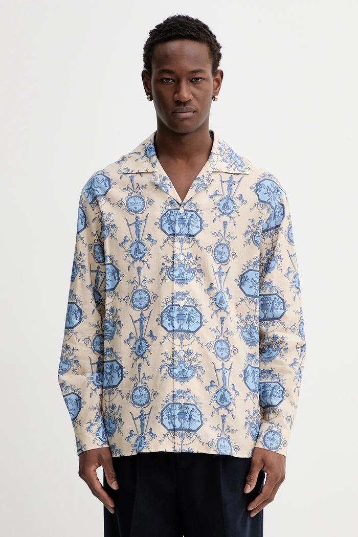 Drôle de Monsieur cămașă cu in La Chemise Patineur lung bej I.SH232.LI011