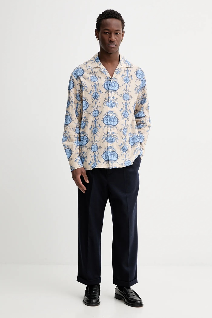 Drôle de Monsieur cămașă cu in La Chemise Patineur I.SH232.LI011 bej AW25