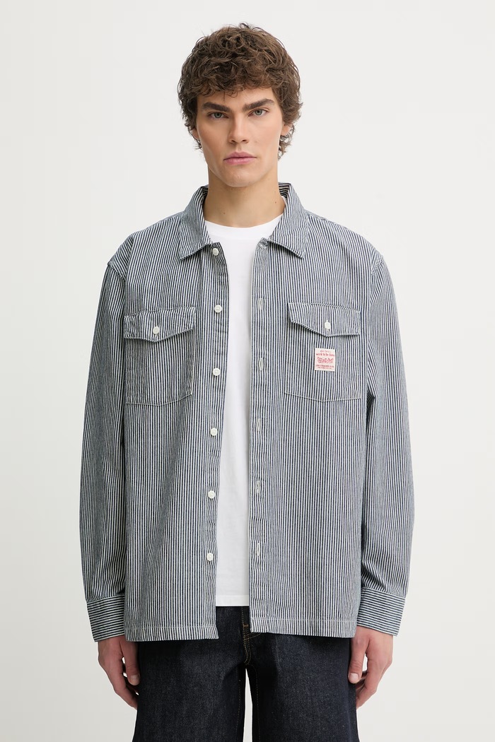 Levi's cămașă din bumbac lung bleumarin 003O2