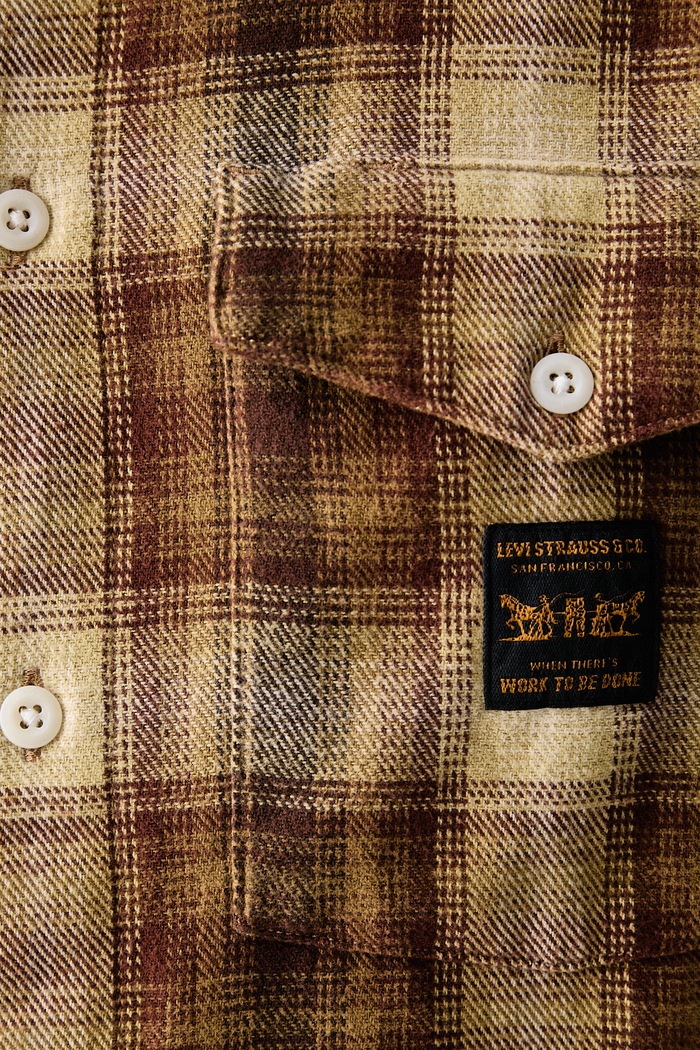 Koszula męska bawełniana LS WORKER - WW x WORKWEAR Levi's brązowy 003O2