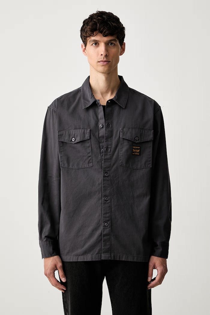 Levi's srajca moška bombažna LS WORKER - WW x WORKWEAR siva 003O2