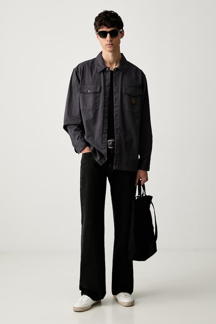 Levi's srajca moška bombažna LS WORKER - WW x WORKWEAR 003O2 siva AA00