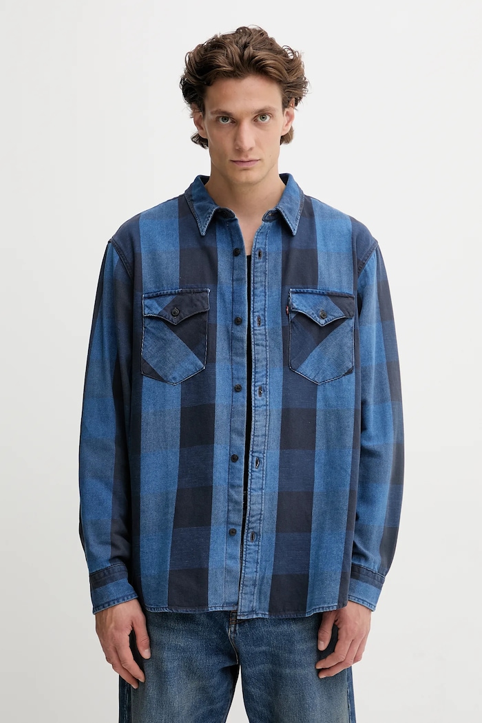 Levi's koszula bawełniana wzorzyste niebieski A1919.0069