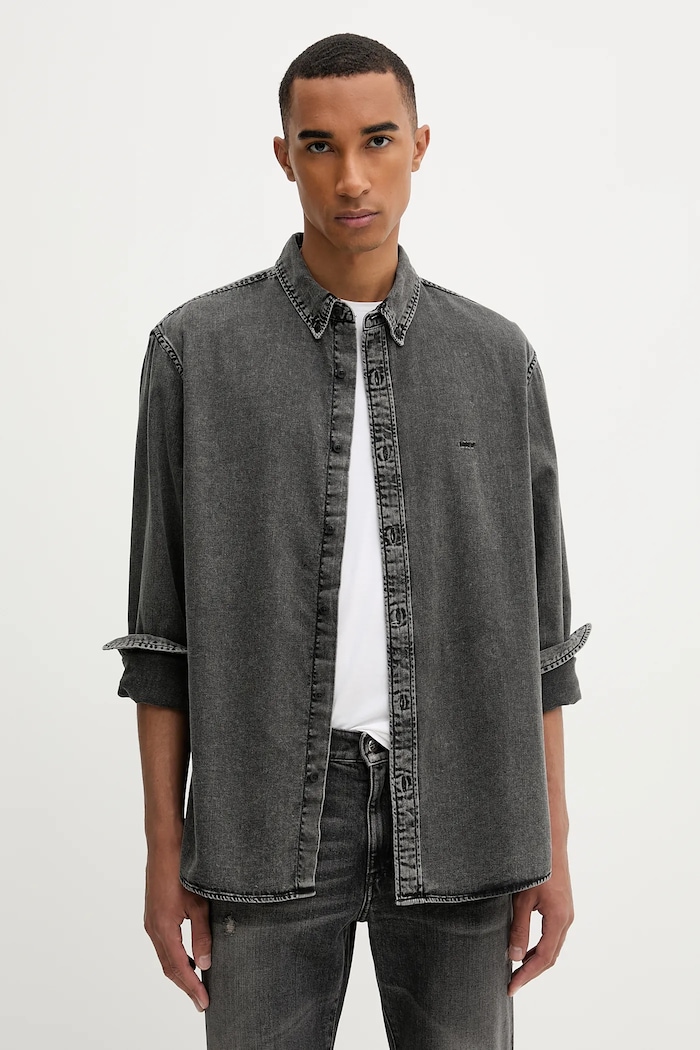 Džínová košile Levi's hladký černá A7210.0038