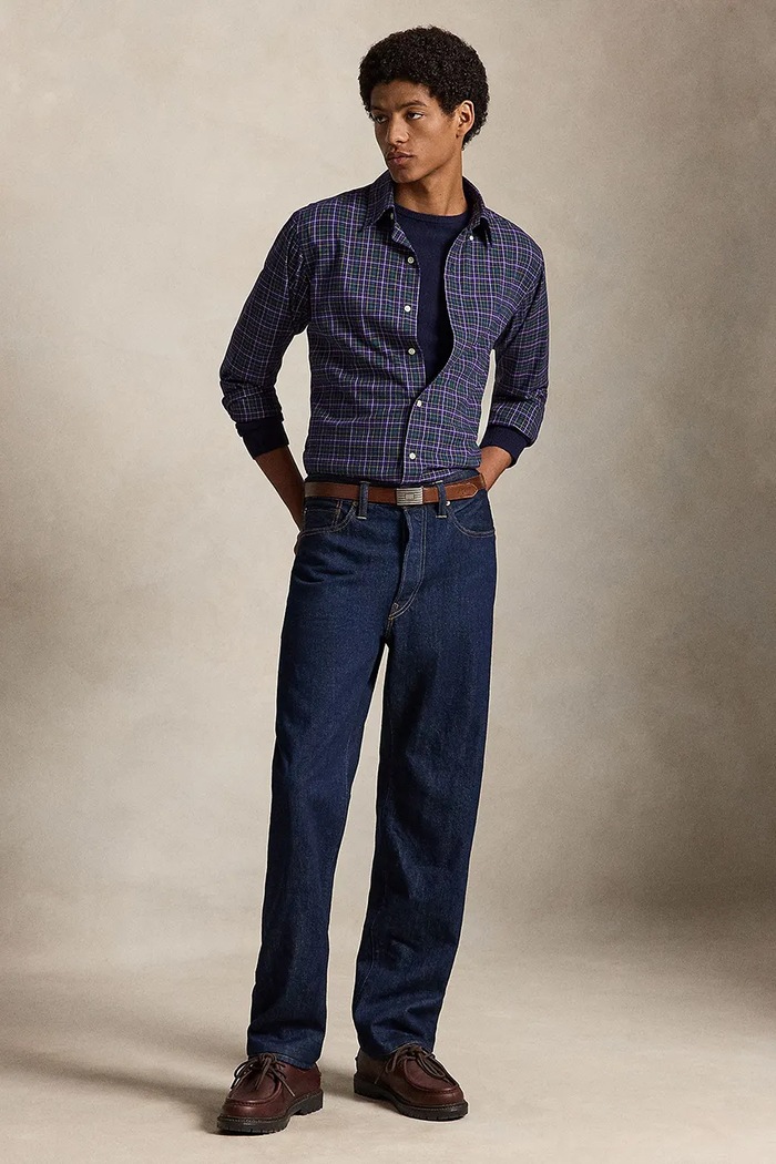 Odzież Polo Ralph Lauren Koszula męska bawełniana 710953644 granatowy