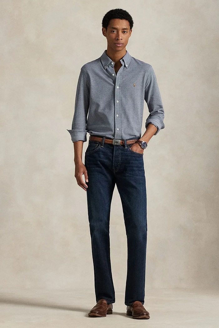 Ρούχα Βαμβακερό πουκάμισο Polo Ralph Lauren 710979488 σκούρο μπλε