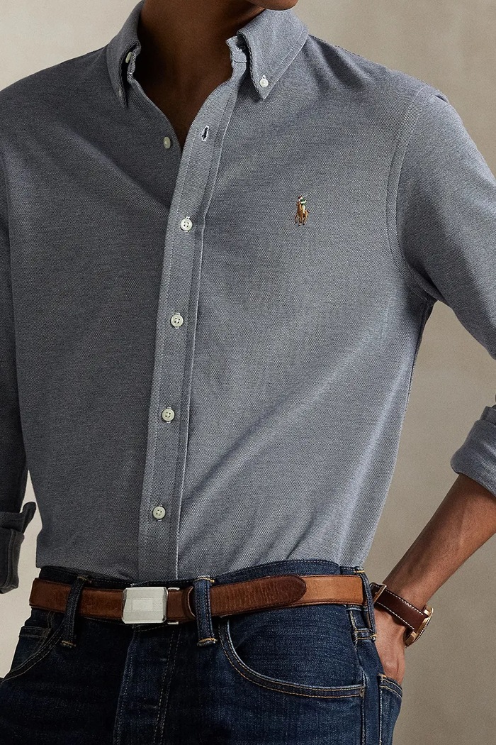Βαμβακερό πουκάμισο Polo Ralph Lauren σκούρο μπλε 710979488