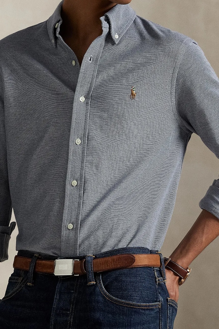 Βαμβακερό πουκάμισο Polo Ralph Lauren σκούρο μπλε 710979488