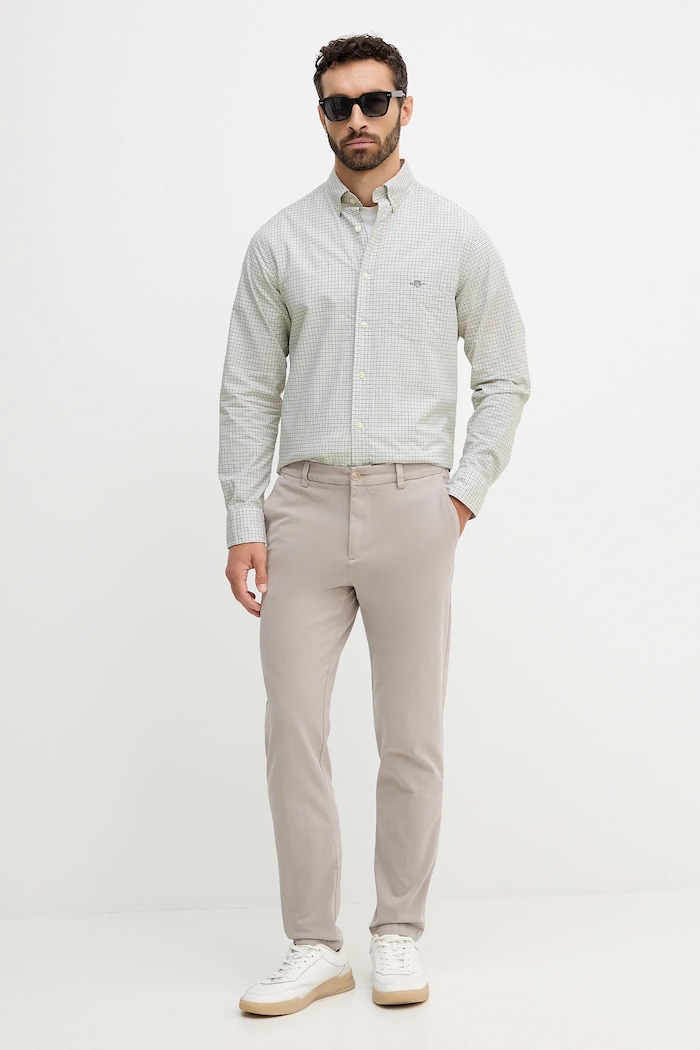 Памучна риза Gant 3250149 зелен AW25