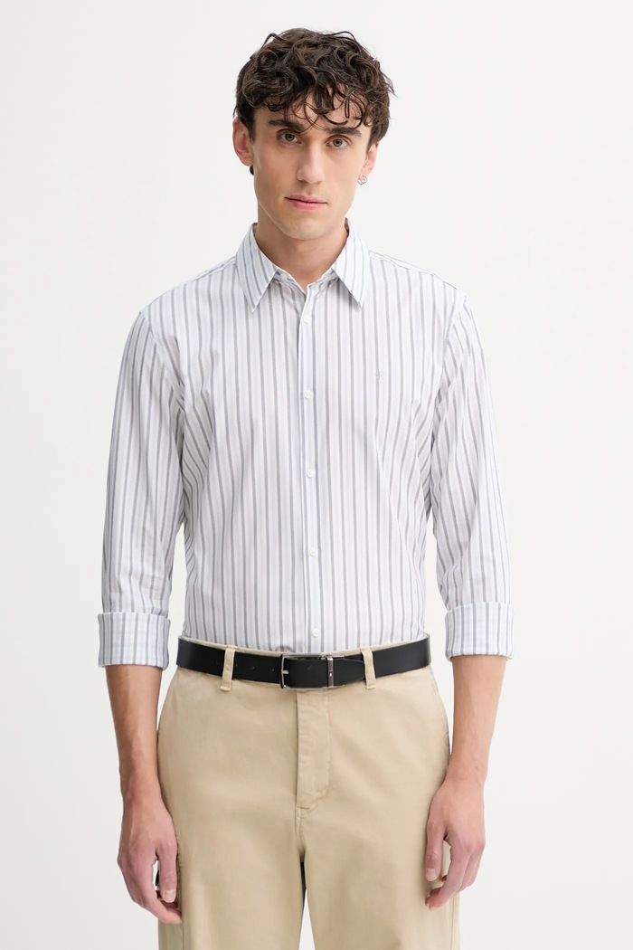 Košeľa Calvin Klein slim sivá LV04LD137G