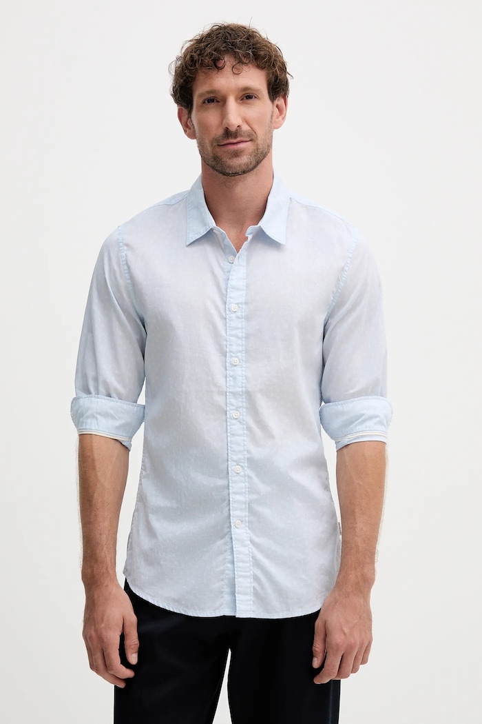 Pepe Jeans koszula bawełniana wzorzyste niebieski PM3090818
