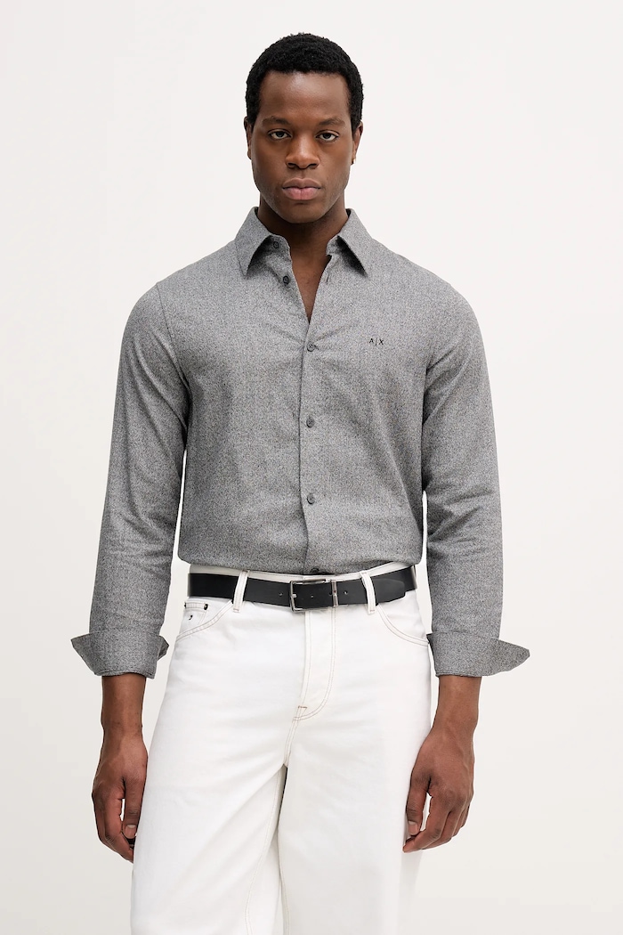 Armani Exchange koszula bawełniana bawełna szary XM001147.AF16610