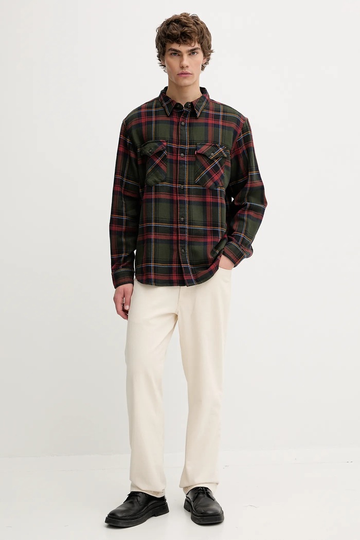 Βαμβακερό πουκάμισο Levi's A1919.0066 πράσινο AW25
