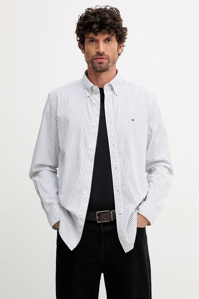 Bavlněná košile Tommy Hilfiger regular bílá MW0MW41399
