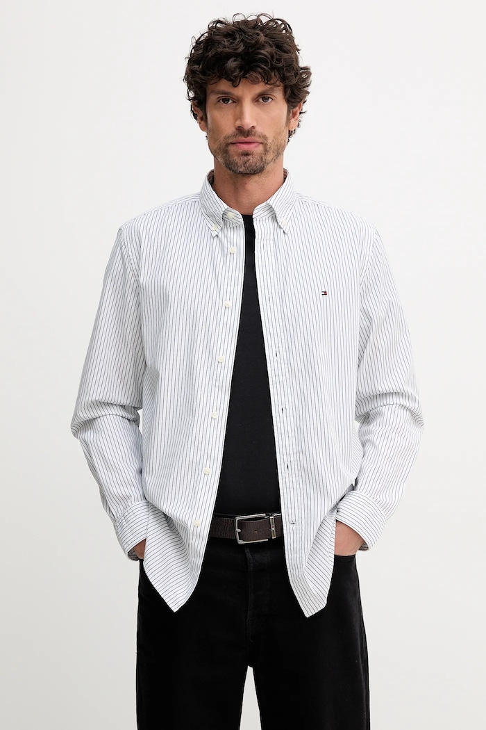 Bavlněná košile Tommy Hilfiger regular bílá MW0MW41399