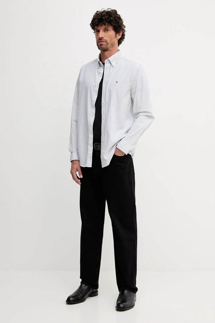 Bavlněná košile Tommy Hilfiger MW0MW41399 bílá SS26