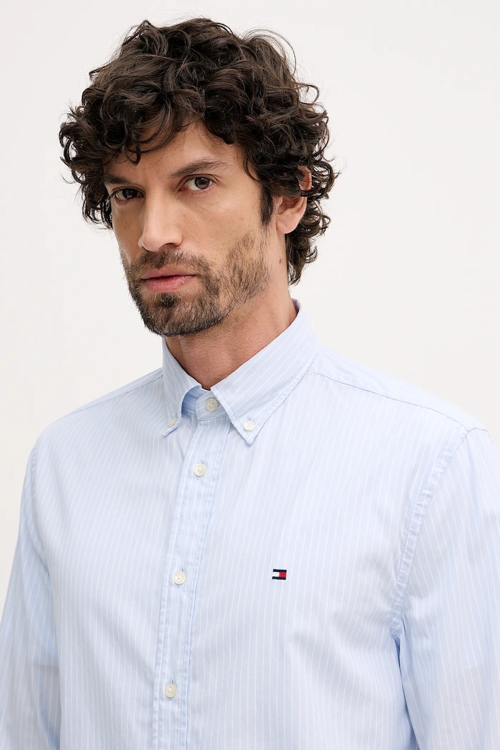 Bombažna srajca Tommy Hilfiger MW0MW41399 modra