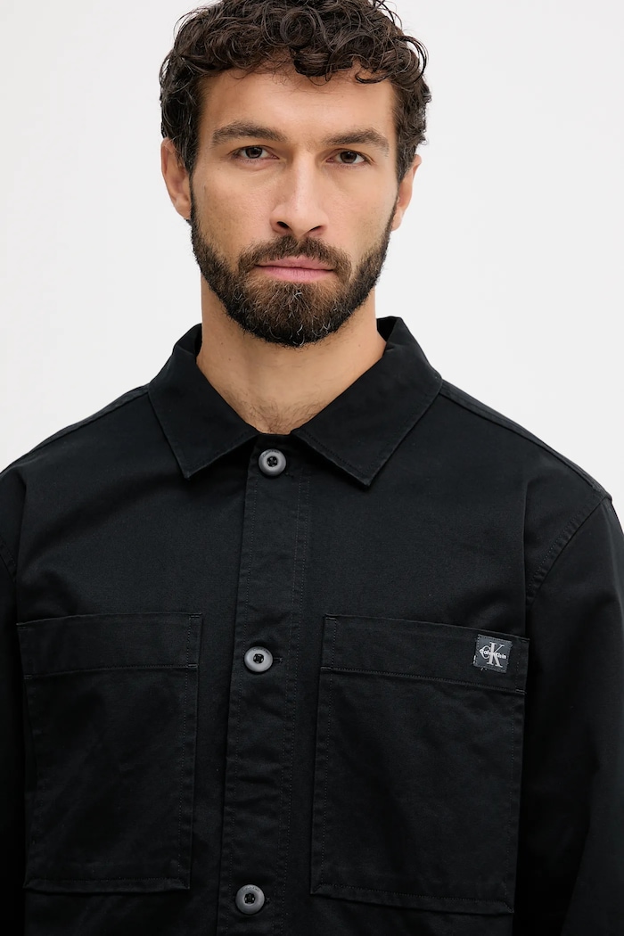 Calvin Klein Jeans cămașă din bumbac negru LV04RD110G