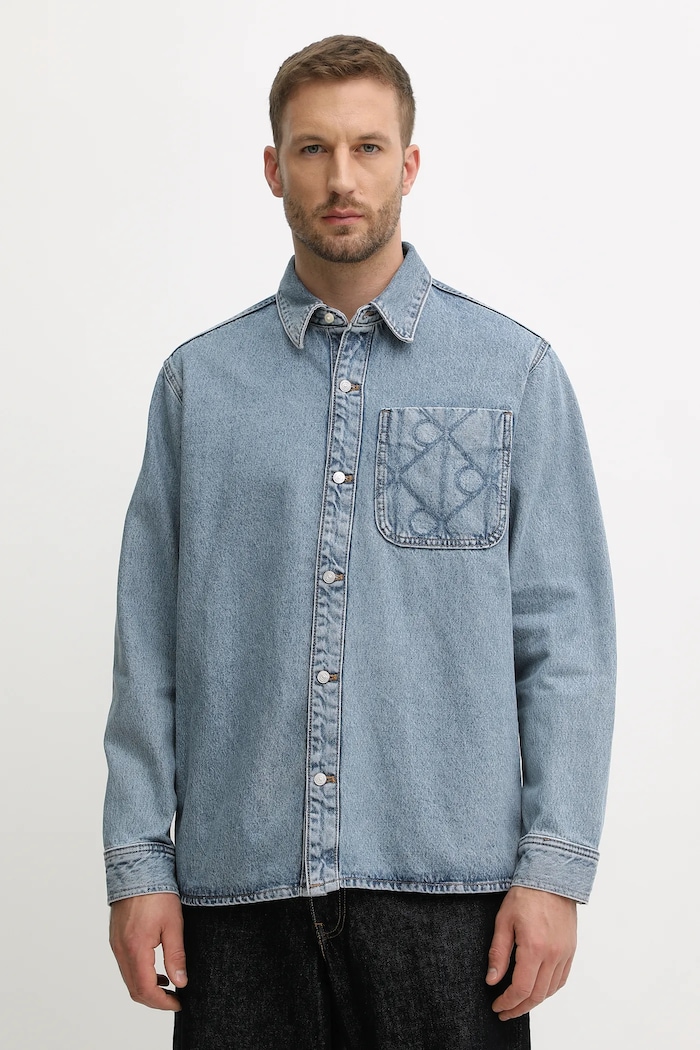 Džínová košile Calvin Klein Jeans riflovina modrá LV04RD747G