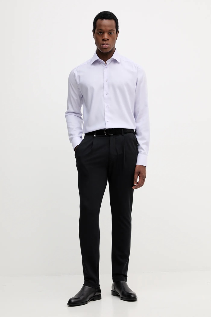 Βαμβακερό πουκάμισο Eton 100013943 μωβ AW25
