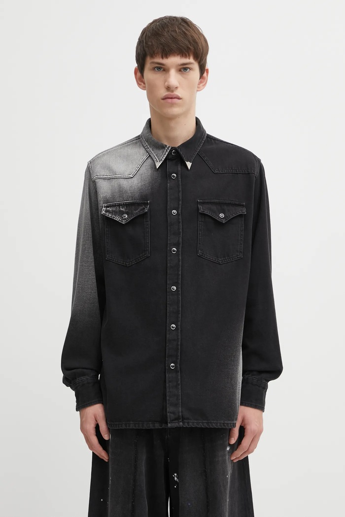 Джинсовая рубашка MM6 Maison Margiela узор чёрный SH2DT0024.M30011.969