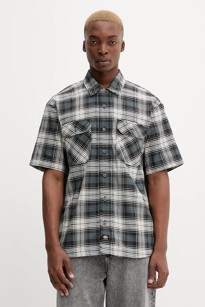 Dickies cămașă din bumbac cu modele albastru DK0A8674