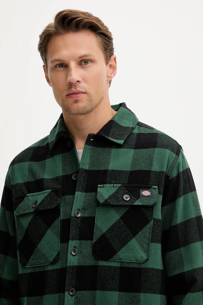 Bavlnená košeľa Dickies DK0A4XDZ zelená