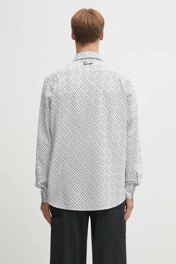Ρούχα Βαμβακερό πουκάμισο Kenzo Weave Regular FF65CH4029JD λευκό