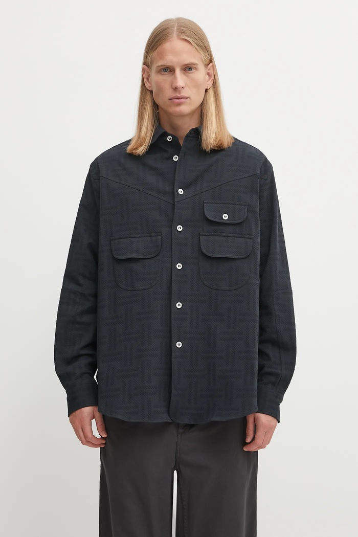 Сорочка Kenzo Weave Workwear Overshirt casual темно-синій FF65CH5369JF