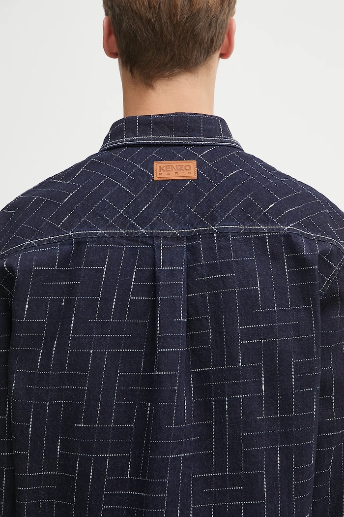 Džínová košile Kenzo Weave Casual námořnická modř FF65DC4226V1