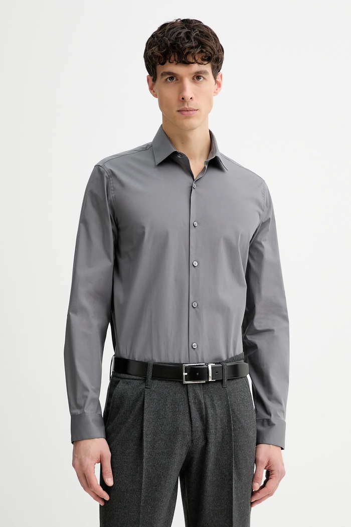 Calvin Klein srajca moška bombažna z elastanom siva LV019EU037