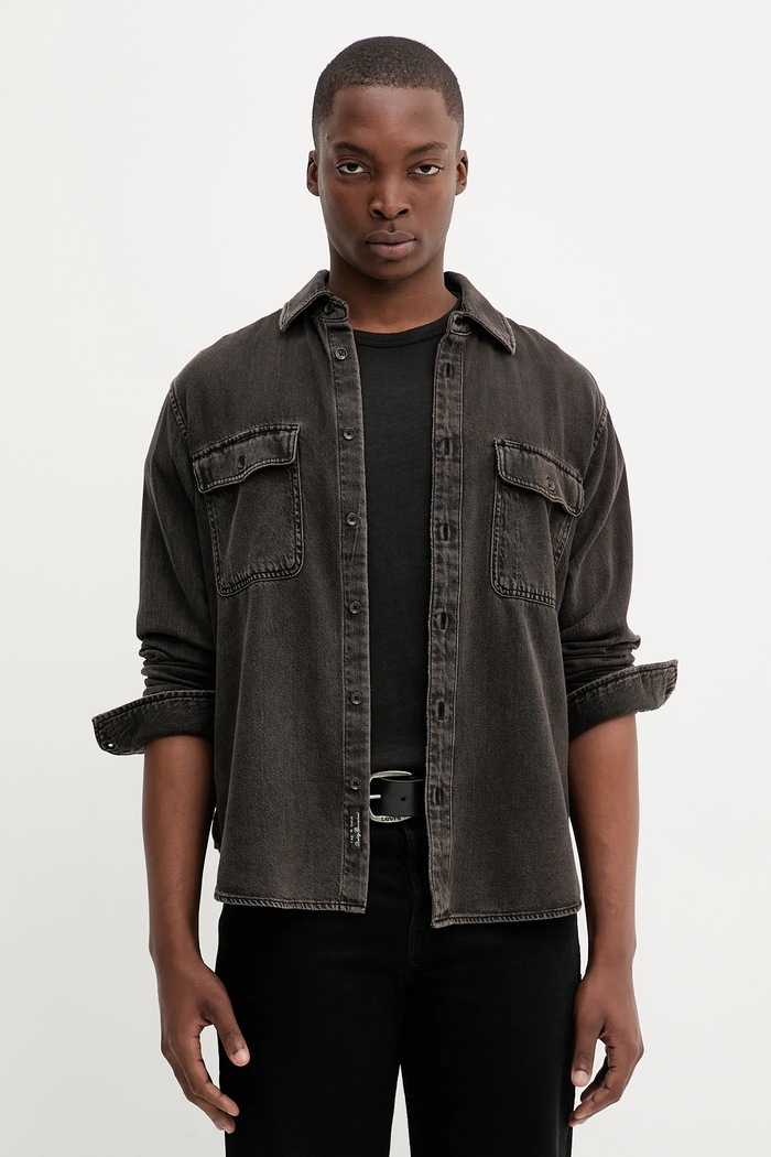 Τζιν πουκάμισο Rag & Bone μακρύ καφέ RX0825FSUBB