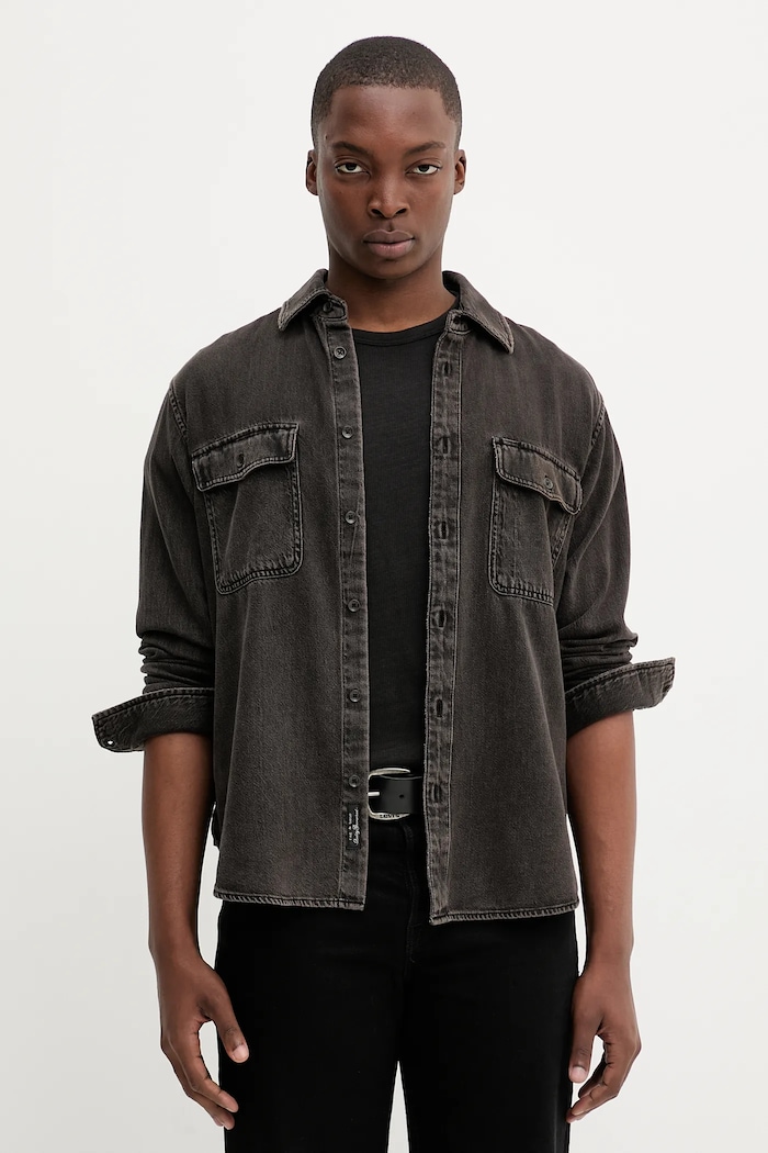 Τζιν πουκάμισο Rag & Bone μακρύ καφέ RX0825FSUBB