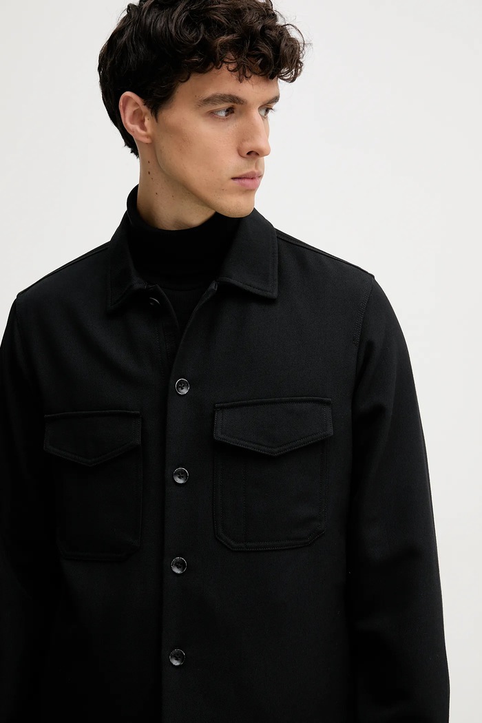 Πουκάμισο με προσθήκη μαλλιού Rag & Bone RV9525FSMWO μαύρο