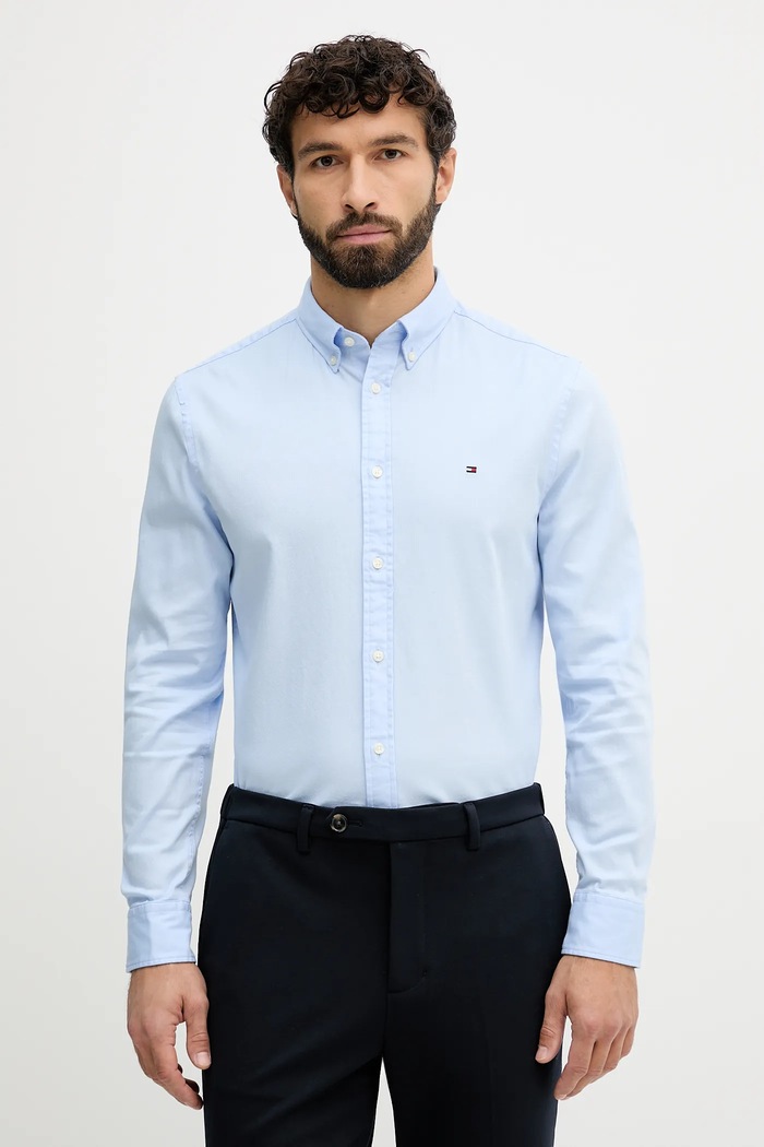 Košeľa Tommy Hilfiger slim modrá MW0MW40458