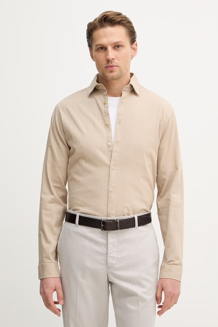 Lindbergh cămașă jeans lung bej 30.203652