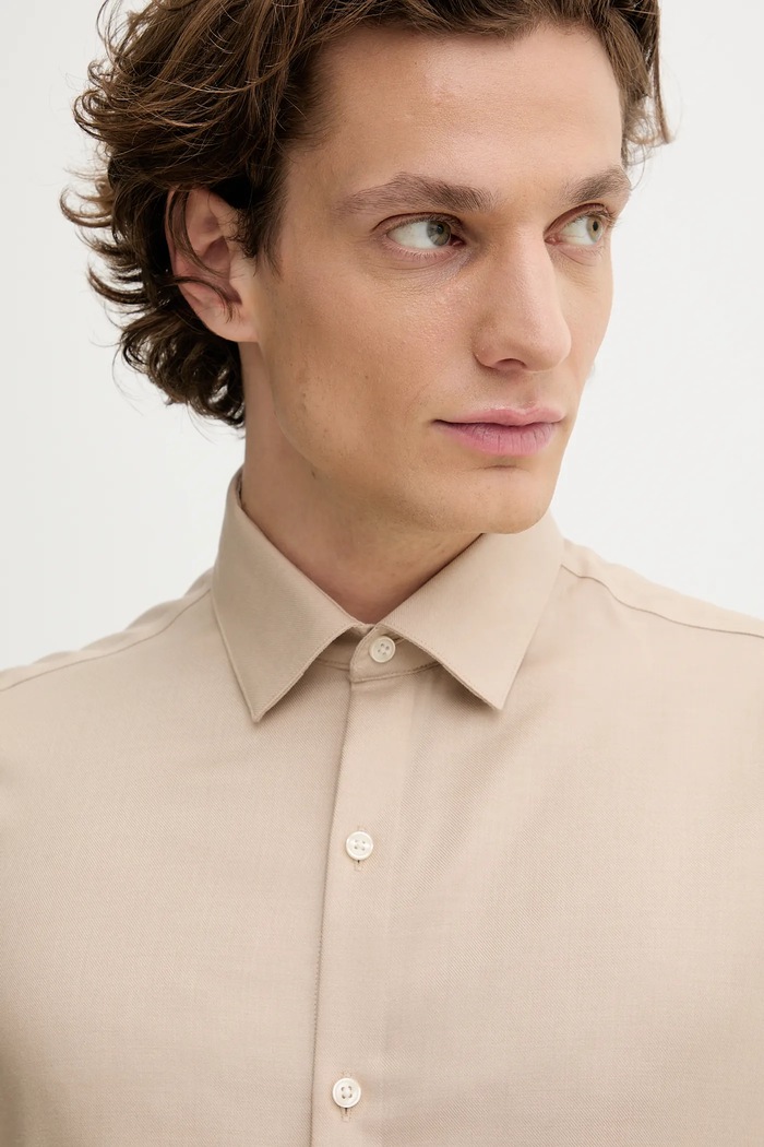 Vlnená košeľa Calvin Klein béžová LV019EU066